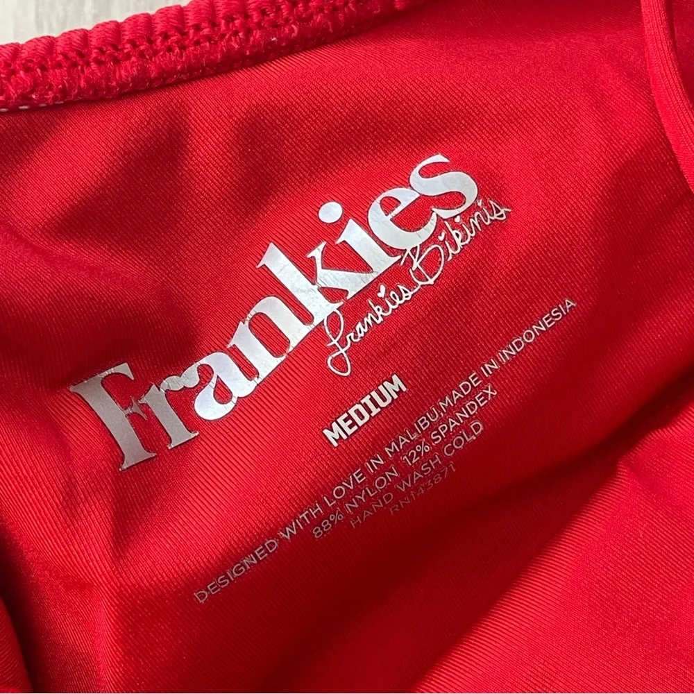 Frankies Bikinis Swimsuit one shoulder cheeky one piece womens Red (medium) swim